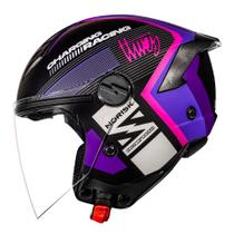 Capacete Aberto Feminino Norisk Neo Vizion Preto e Roxo Fosco