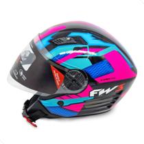 Capacete Aberto Fw3 Fox Rosa Pink Com Oculos Fume Interno