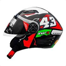 Capacete Aberto Fw3 Open Vermelho Verde 43 Com Óculos Fumê