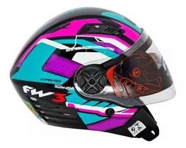 Capacete Aberto Fw3 X Open Fox Azul Tifany C/ Óculos Interno Capacete Aberto Fw3 X Open Fox Azul Tifany C/ Óculos Interno
