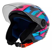 Capacete Aberto Fw3 X Open Up Fox Cores Tamanhos Com Oculos Cor Rosa Com Azul