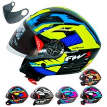 Capacete Aberto Fw3 X Open Up Fox Várias Cores Tamanhos 56 58 60 Viseira Cristal + Viseira Fumê