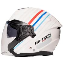 Capacete Aberto Gp Tech OF669 Range Branco Azul Moto Oculos