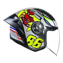Capacete aberto ls2 airflow ii sting branco e amarelo escorpiao 86