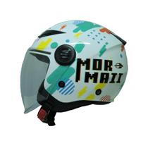 Capacete Aberto Moto Mormaii Lite Galaxy Branco Brilho