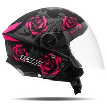 Capacete Aberto Moto New Liberty 3 Flowers Rosa Pink Tamanho 58