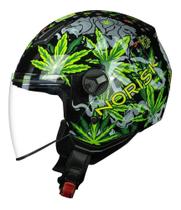 Capacete Aberto Moto Norisk Orion Magic Seeds Verde 2023