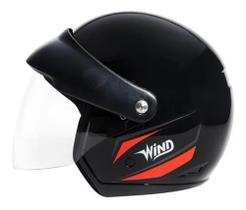 Capacete Aberto Moto Wind Visor Preto Brilhante Taurus-58 Capacete Aberto Moto Wind Visor Preto Brilhante Taurus-58