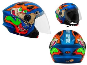Capacete Aberto New Liberty 3 Coyote Protork Motoboy Azul tamanho 56