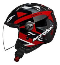 Capacete Aberto Norisk Orion Denver Preto Vermelho