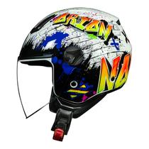 Capacete Aberto Norisk Orion Shine Branco Laranja