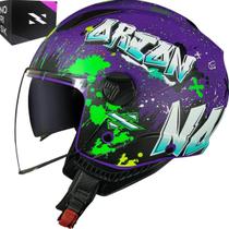 Capacete Aberto Orion Shine Matte Roxo/ Verde Norisk