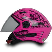 Capacete Aberto Para Moto Feminino X Open Neon Rosa Tam 56 - FW3