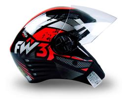 Capacete Aberto Para Moto X Open Speed Vermelho e Preto Fw3 Tamanho 58 Viseira Transparente/Forro Removível