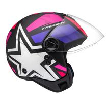 Capacete Aberto Peels Freeway 1st Preto e Pink Rosa - Fosco Capacete Aberto Peels Freeway 1st Preto e Pink Rosa - Fosco