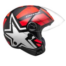 Capacete Aberto Peels Freeway 1st Preto e Vermelho Brilhante