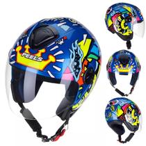 Capacete Aberto Peels Freeway King Azul Metalizado Brilhante