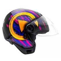 Capacete Aberto Peels Freeway M Play Preto Roxo Brilhante