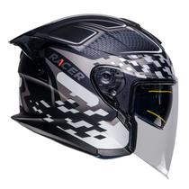 Capacete Aberto Racer1 Rc3 WindR Glory Preto Cinza Prata