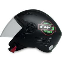 Capacete Aberto X Open Custom Preto Fosco e Verde Viseira Cristal - Diversos Tamanhos - FW3