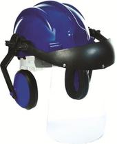 Capacete Acoplado Com Abafador E Prot.facial Plastcor Azul Capacete Acoplado Com Abafador E Prot.facial Plastcor Azul