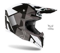 Capacete Airoh Wrrap - Cor Cinza Preto Branco