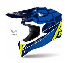 Capacete Airoh Wrrap Mood Blue Gloss - Cor Azul Amarelo