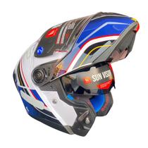 Capacete Articulado Atom 2 Sv Xenom A7 Branco Azul Brilhante