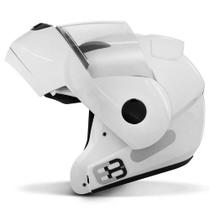 Capacete Articulado Moto Ebf E8 Solid Branco Brilhante (Robocop)