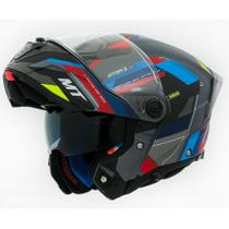 Capacete Articulado MT Atom 2 Robocop Escamoteavel Bast Azul