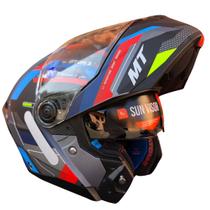 Capacete Articulado Mt Atom 2 SV Bast A2 Cinza Azul Fosco Capacete Articulado Mt Atom 2 SV Bast A2 Cinza Azul Fosco