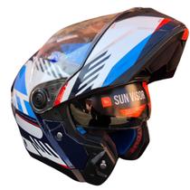 Capacete Articulado Mt Atom 2 Sv Edix D7 Azul C Óculos Solar