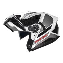 Capacete Articulado Race Tech Signal Gear Preto Branco Brilho