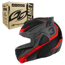 Capacete Articulado V-Pro Jet3 Preto/ Vermelho Protork