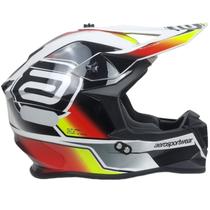 Capacete Asw Motocross R3 Pure Branco Preto Vermelho Amarelo Capacete Asw Motocross R3 Pure Branco Preto Vermelho Amarelo