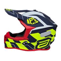 Capacete Asw Motocross R3 Victorious Azul Amarelo Fluo Branco Capacete Asw Motocross R3 Victorious Azul Amarelo Fluo Branco