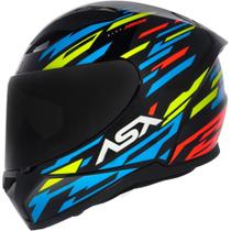 Capacete asx city arrow brilho preto azul amarelo