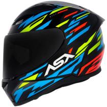 Capacete ASX City Arrow Preto Azul Amarelo