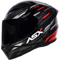 Capacete Asx City Arrow Preto Brilhante Com Grafite Vermelho Esportivo Moto