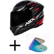 Capacete ASX City Arrow Preto e Vermelho Mais Viseira Camaleão