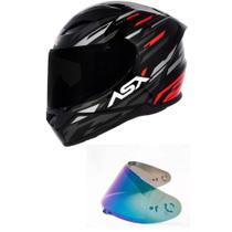 Capacete Asx City Arrow Preto Grafite e Vermelho Mais Viseira Camaleão