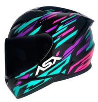 Capacete ASX City Arrow Preto/Tiffany/Roxo Capacete ASX City Arrow Preto/Tiffany/Roxo