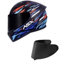 Capacete ASX City Arrow Preto Vermelho e Azul Mais Viseira Fumê