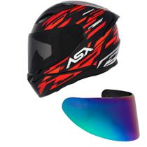 Capacete Asx City Arrow Preto Vermelho e Branco Mais Viseira Camaleão