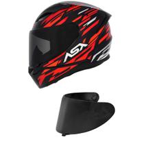 Capacete Asx City Arrow Preto Vermelho e Branco Mais Viseira Fumê