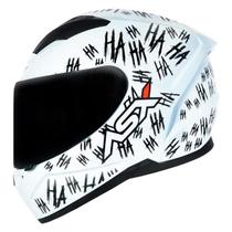 Capacete Asx City Fun Haha Brilho Branco Com Preto Esportivo Moto