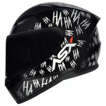 Capacete Asx City Fun HAHAHA Brilho Preto Branco Masculino E Feminino 58/M