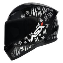 Capacete Asx City Fun Preto Branco Brilhante Risada Hahaha Masculino Feminino