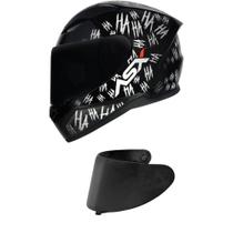 Capacete Asx City Fun Preto e Branco Mais Viseira Fumê