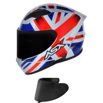 Capacete ASX City Kingdom Branco Vermelho e Azul Mais Viseira Fumê Capacete ASX City Kingdom Branco Vermelho e Azul Mais Viseira Fumê